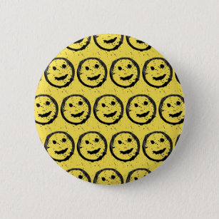 Cool Stained Happy Smiling face pattern yellow 6 Cm Round Badge