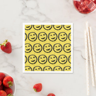 Cool Stained Happy Smiling face pattern yellow Napkin