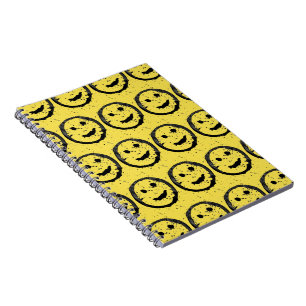 Cool Stained Happy Smiling face pattern yellow Notebook