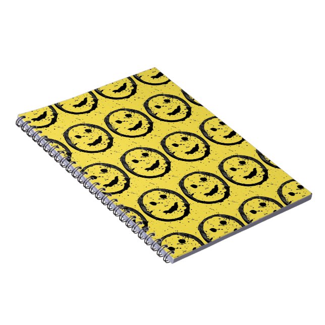 Cool Stained Happy Smiling face pattern yellow Notebook (Right Side)