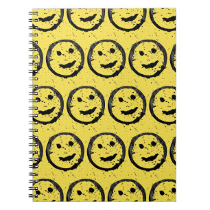 Cool Stained Happy Smiling face pattern yellow Notebook