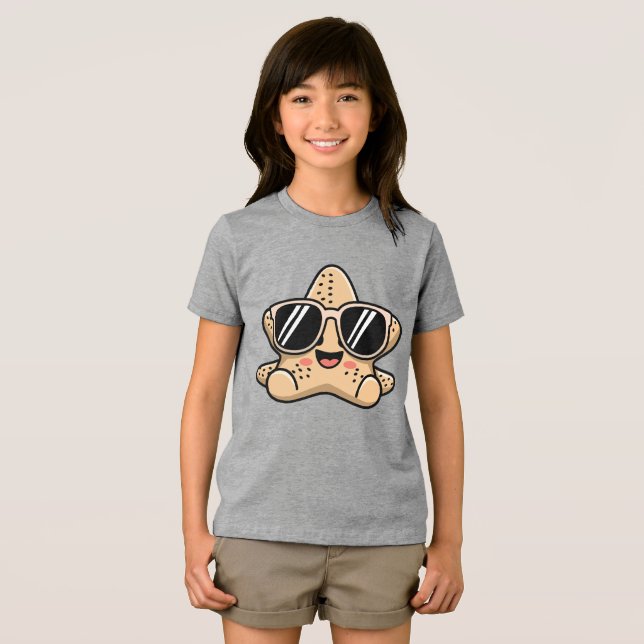 Cool Starfish with Sunglasses Beach Vibes Tri-Blend Shirt (Front Full)