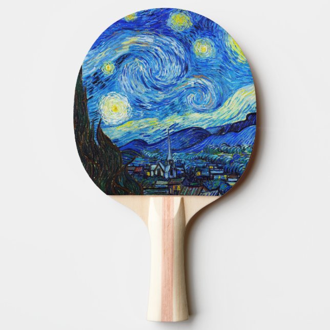 Cool Starry Night Vincent Van Gogh painting art Ping Pong Paddle (Back)