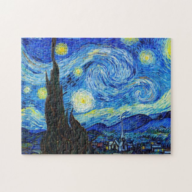 Cool Starry Night Vincent Van Gogh painting Jigsaw Puzzle (Horizontal)