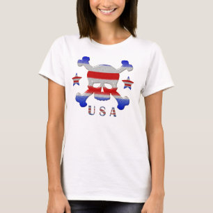 Cool Stars & Stripes Skull USA Patriotic T-Shirt