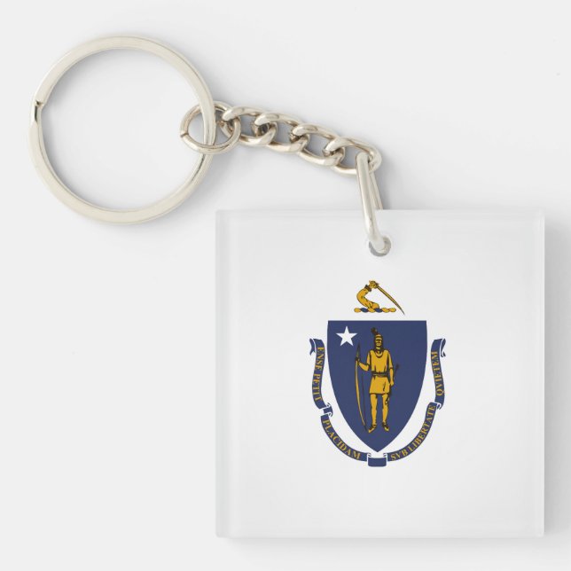 Cool State Of Massachusetts Flag Key Ring (Front)