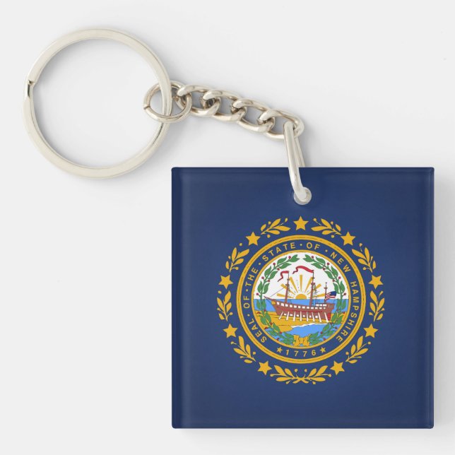 Cool State Of New Hampshire Flag Key Ring (Front)
