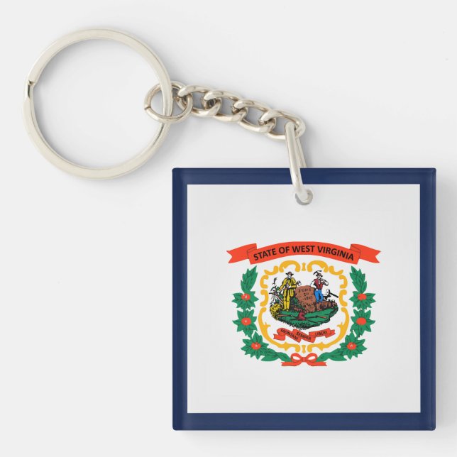 Cool State Of West Virginia Flag Key Ring (Front)