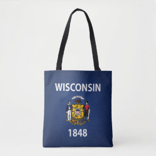 Cool State Of Wisconsin Flag Fashion Tote Bag