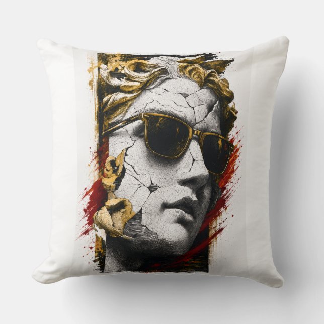 Cool Statue with Sunglasses – Ancient Wisdom Moder Cushion (Front)
