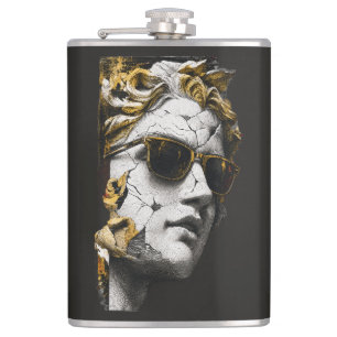 Cool Statue with Sunglasses – Ancient Wisdom Moder Hip Flask