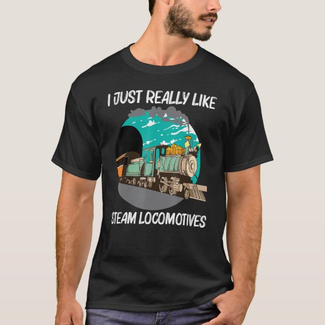 Cool Steam Locomotive For Men Women Railroad Train T-Shirt (Front)