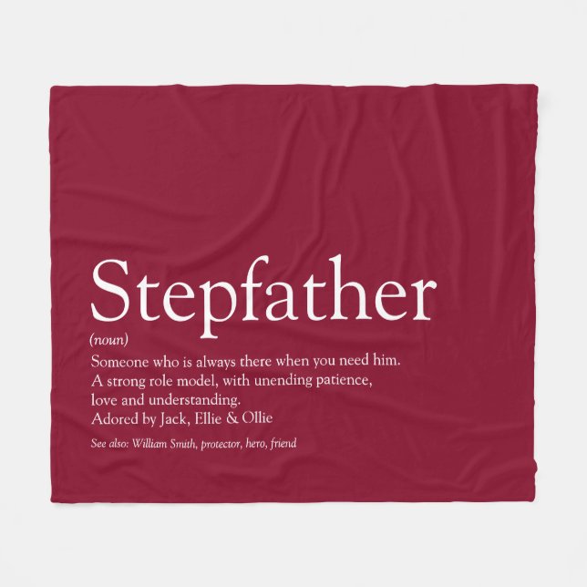 Cool Stepfather, Stepdad Definition Fun Burgundy Fleece Blanket (Front (Horizontal))