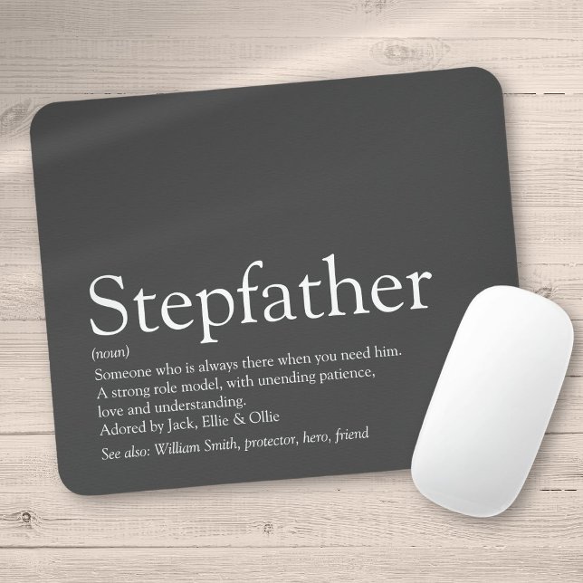 Cool Stepfather, Stepdad Definition Fun Grey Mouse Pad (Cool Stepfather, Stepdad Definition Fun Gray Mouse Pad)