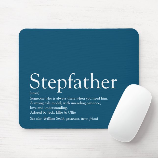 Cool Stepfather Stepdad Definition Fun Modern Blue Mouse Pad (With Mouse)