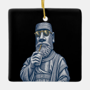 Cool Stone Man Vintage Art Black Ornament
