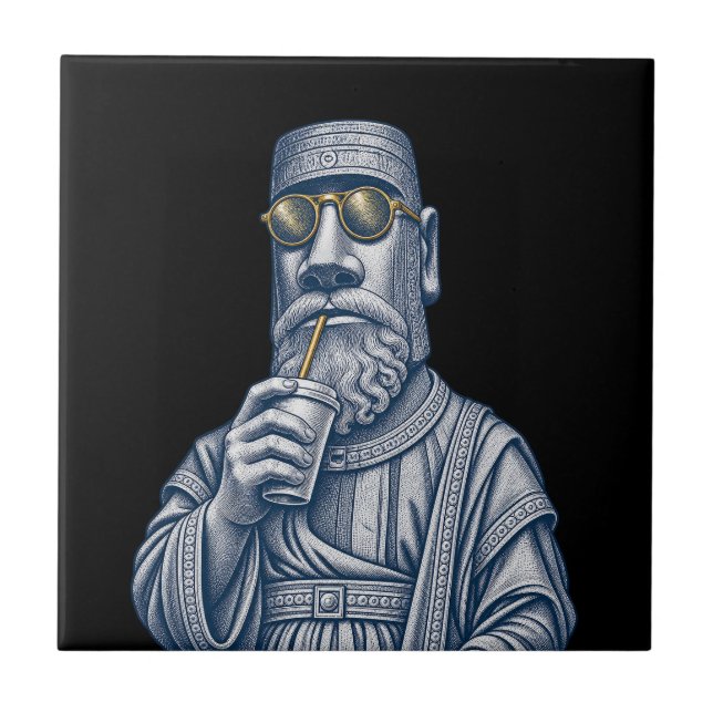 Cool Stone Man Vintage Art Ceramic Tile (Front)