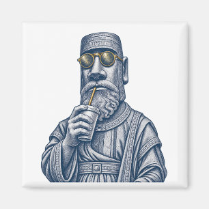 Cool Stone Man Vintage Art Square Magnet