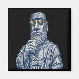 Cool Stone Man Vintage Art Square Magnet