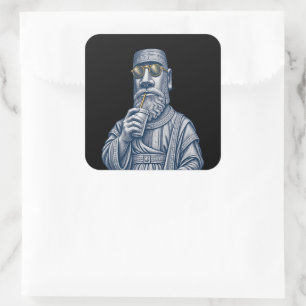 Cool Stone Man Vintage Art Square Sticker