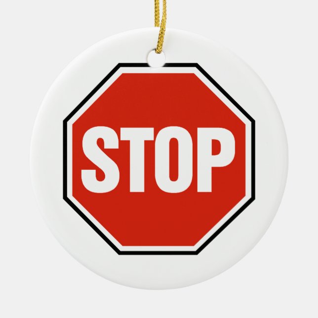 Cool STOP Sign Ceramic Tree Decoration (Front)