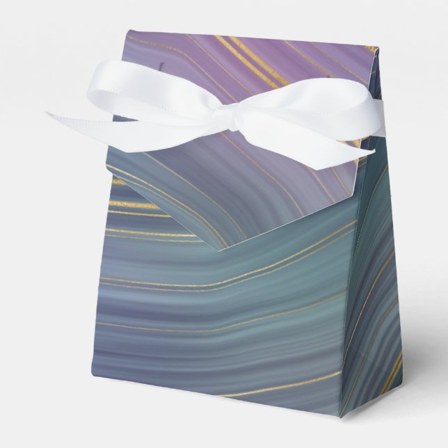 Cool Strata | Beautiful Blue Purple and Gold Agate Favour Box (Front Side)