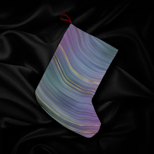 Cool Strata   Beautiful Blue Purple and Gold Agate Small Christmas Stocking