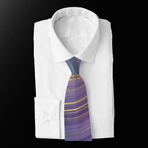 Cool Strata Beautiful Blue Purple and Gold Agate Tie