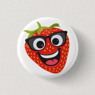 Cool Strawberry Character – Fun Kawaii Fruit Art 3 Cm Round Badge
