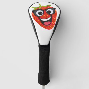 Cool Strawberry Character – Fun Kawaii Fruit Art Golf Head Cover