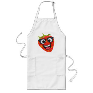 Cool Strawberry Character – Fun Kawaii Fruit Art Long Apron