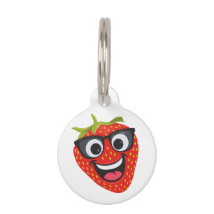 Cool Strawberry Character – Fun Kawaii Fruit Art Pet Tag