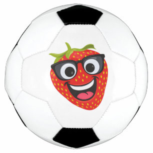 Cool Strawberry Character – Fun Kawaii Fruit Art Soccer Ball