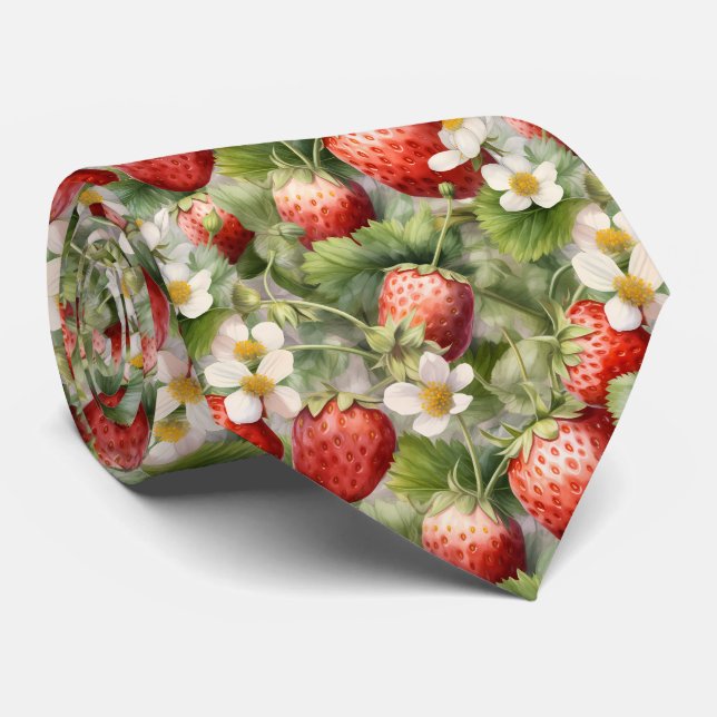 Cool Strawberry tiled pattern Tie (Rolled)