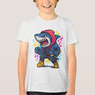 Cool Streetwear Shark Cartoon T-Shirt Tri-Blend Shirt