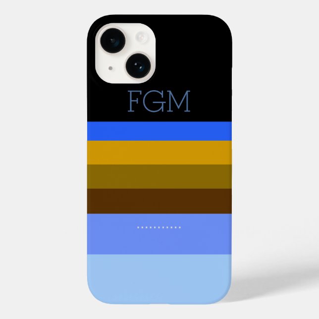 Cool Striped Custom Initials Case-Mate iPhone Case (Back)
