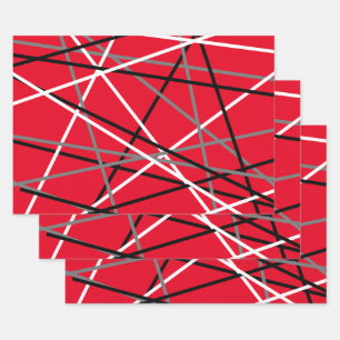 Cool Striped Guitar Red Grey White Black Wrapping Paper Sheet