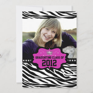 Cool Striped Zebra Princess 2012 Graduation Invite