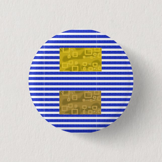 Cool Stripes Blue Gold Geometric  3 Cm Round Badge (Front)