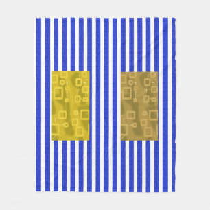 Cool Stripes Blue Gold Geometric Fleece Blanket