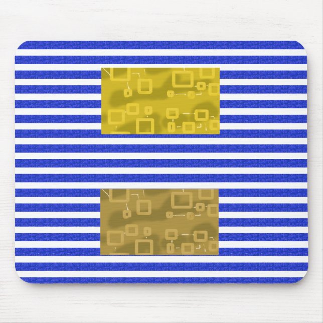 Cool Stripes Blue Gold Geometric  Mouse Pad (Front)