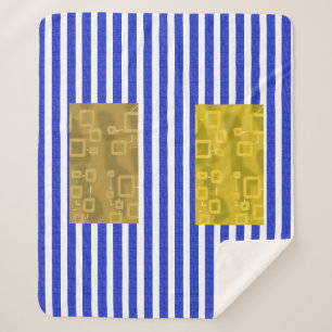 Cool Stripes Blue Gold Geometric Sherpa Blanket