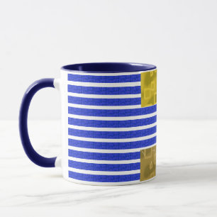Cool Stripes Blue White Geometric Mug