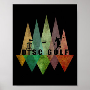 Cool Stylised Geometric Disc Golf Sket And Disc Di Poster
