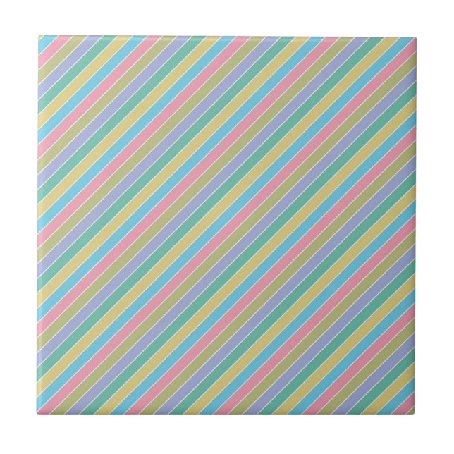 Cool Stylish Colorful Diagonal Striped Tile (Front)