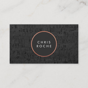 Cool Stylish Copper Circle Emblem Black Cork Board Business Card