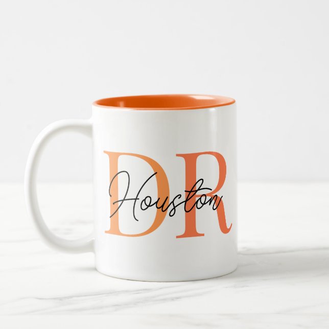 Cool Stylish DR Gift Personalised Doctor Coffee Two-Tone Coffee Mug (Left)