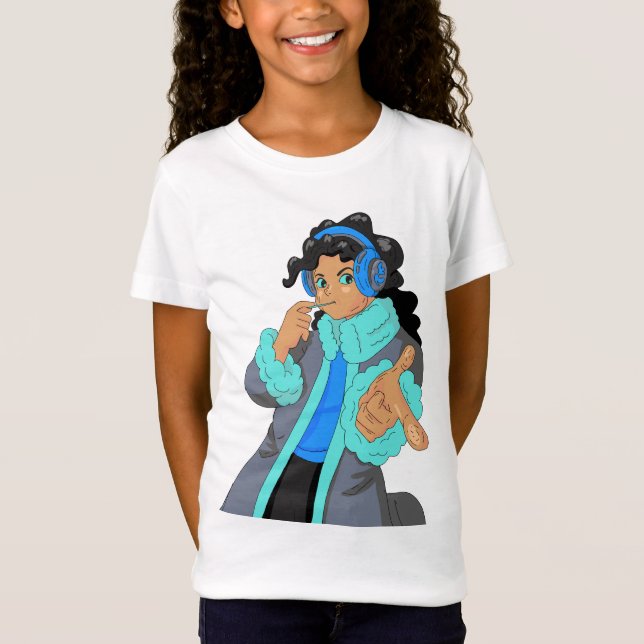 Cool Stylish Girl Wear Headphone Headset Music T-Shirt (Front)