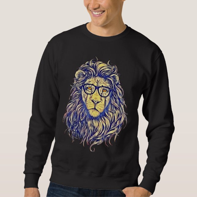 Cool Stylish Hipster Lion Sweatshirt (Front)