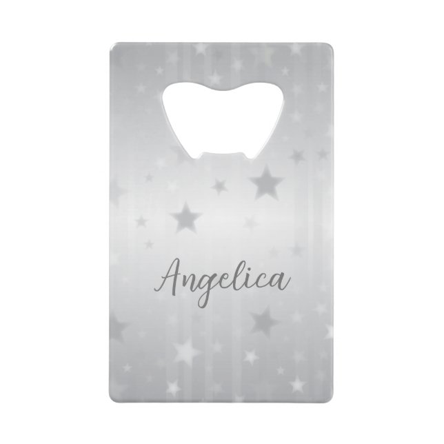 Cool Stylish Modern Silver Stars Elegant Metallic (Front)